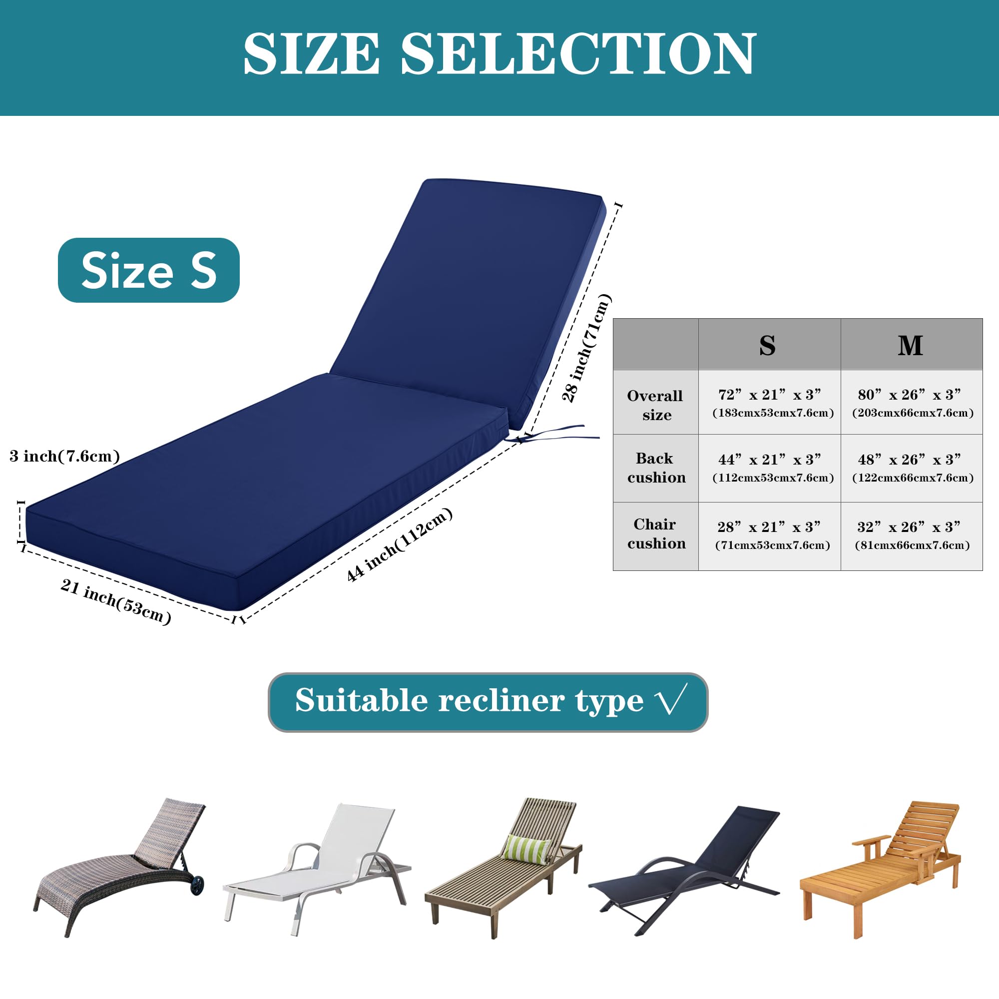 Comcaver adjustable straps attached to chaise frame ensuring secure fit