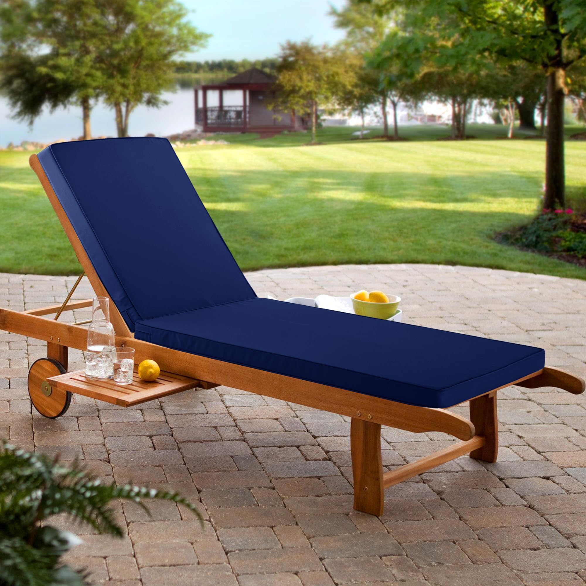 Comcaver styled poolside with towel and drink showing outdoor lifestyle appeal