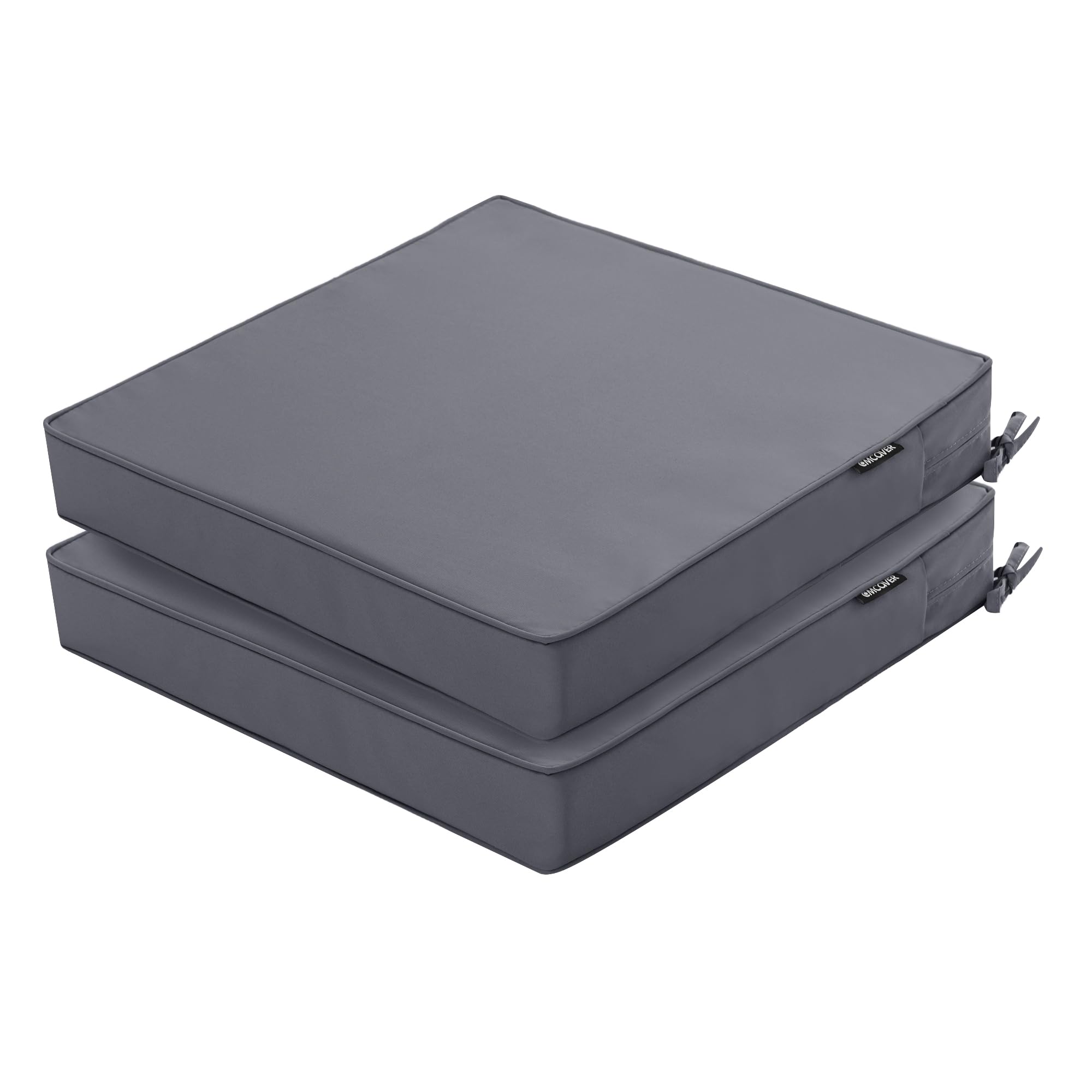 Comcaver front view of two cushions shows waterproof protection and vibrant color