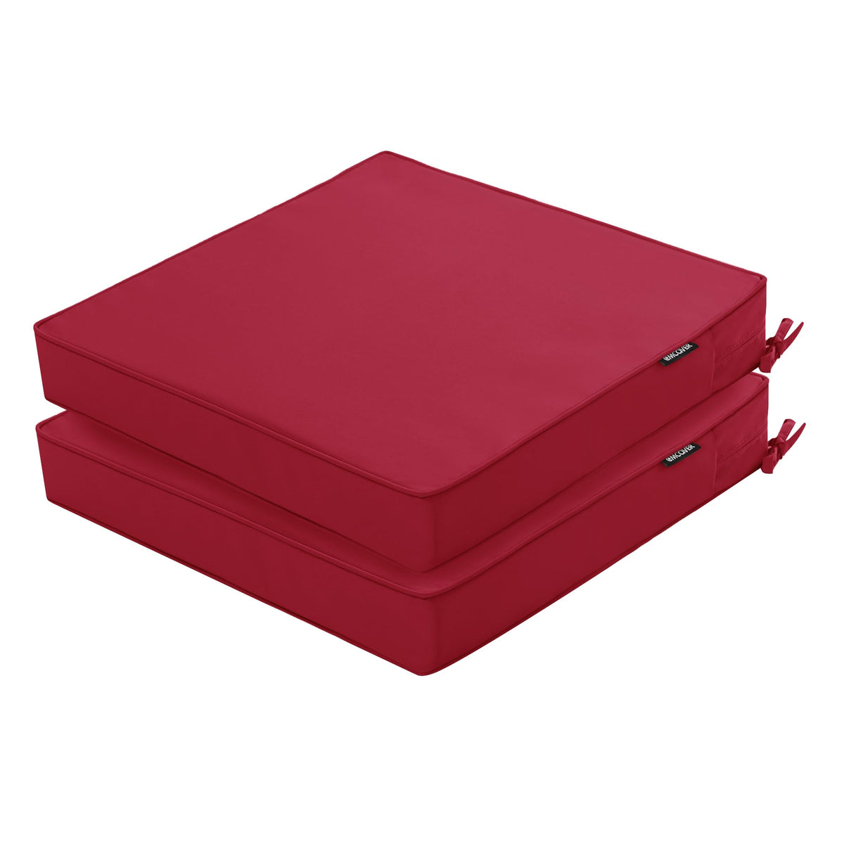 Comcaver front view set of 2 cushions showing neat boxed piping and vibrant color for curb appeal