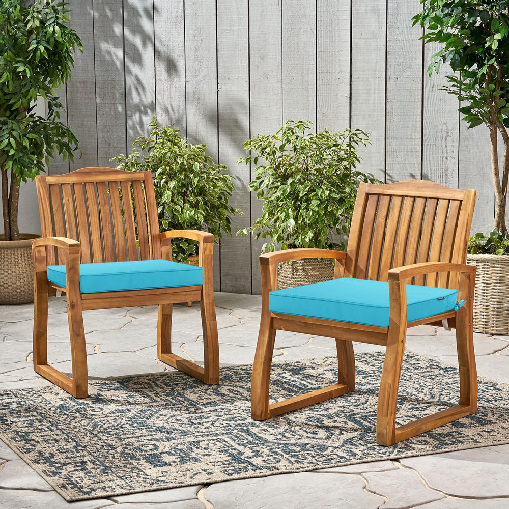 Comcaver cushion in use on patio chair demonstrating comfort and outdoor durability