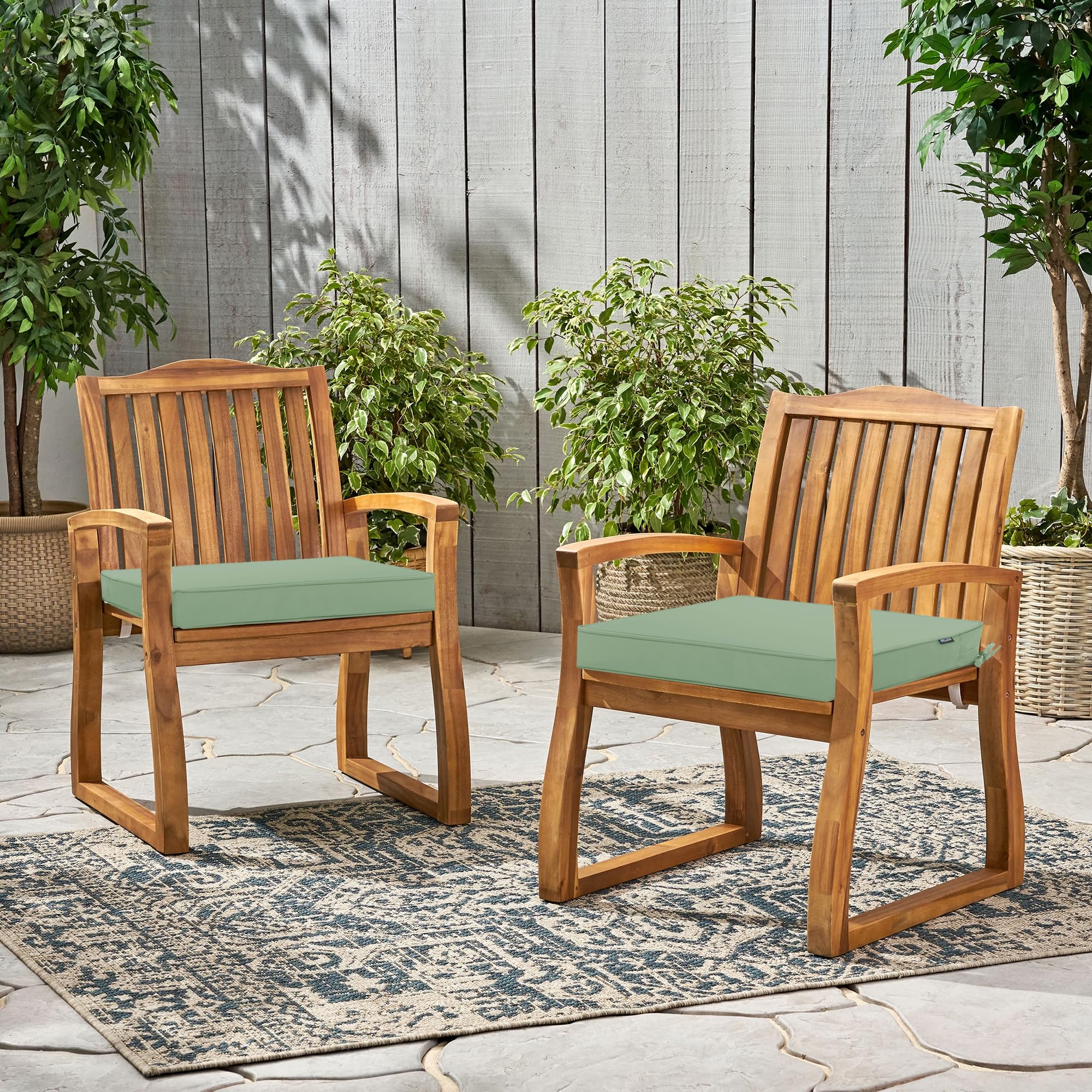 Comcaver cushions in patio setting demonstrating stylish outdoor comfort benefit