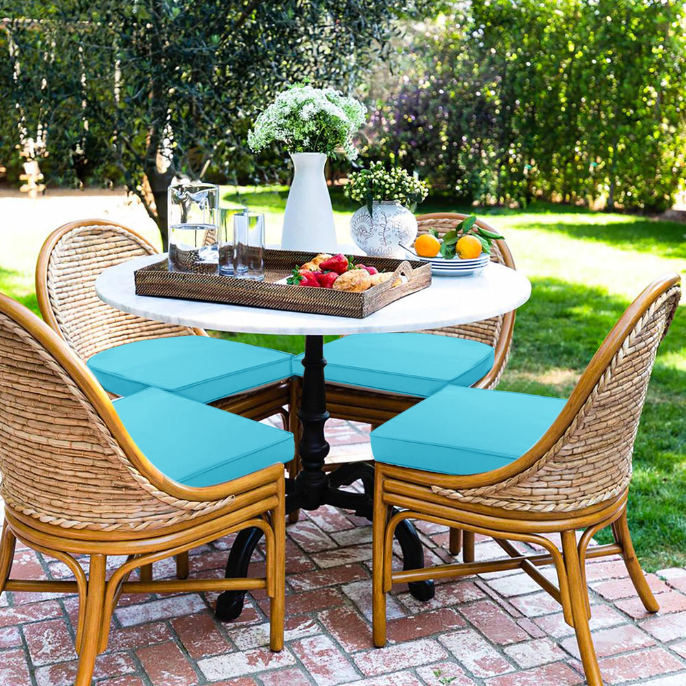 Comcaver set on patio dining table creating coordinated outdoor comfort
