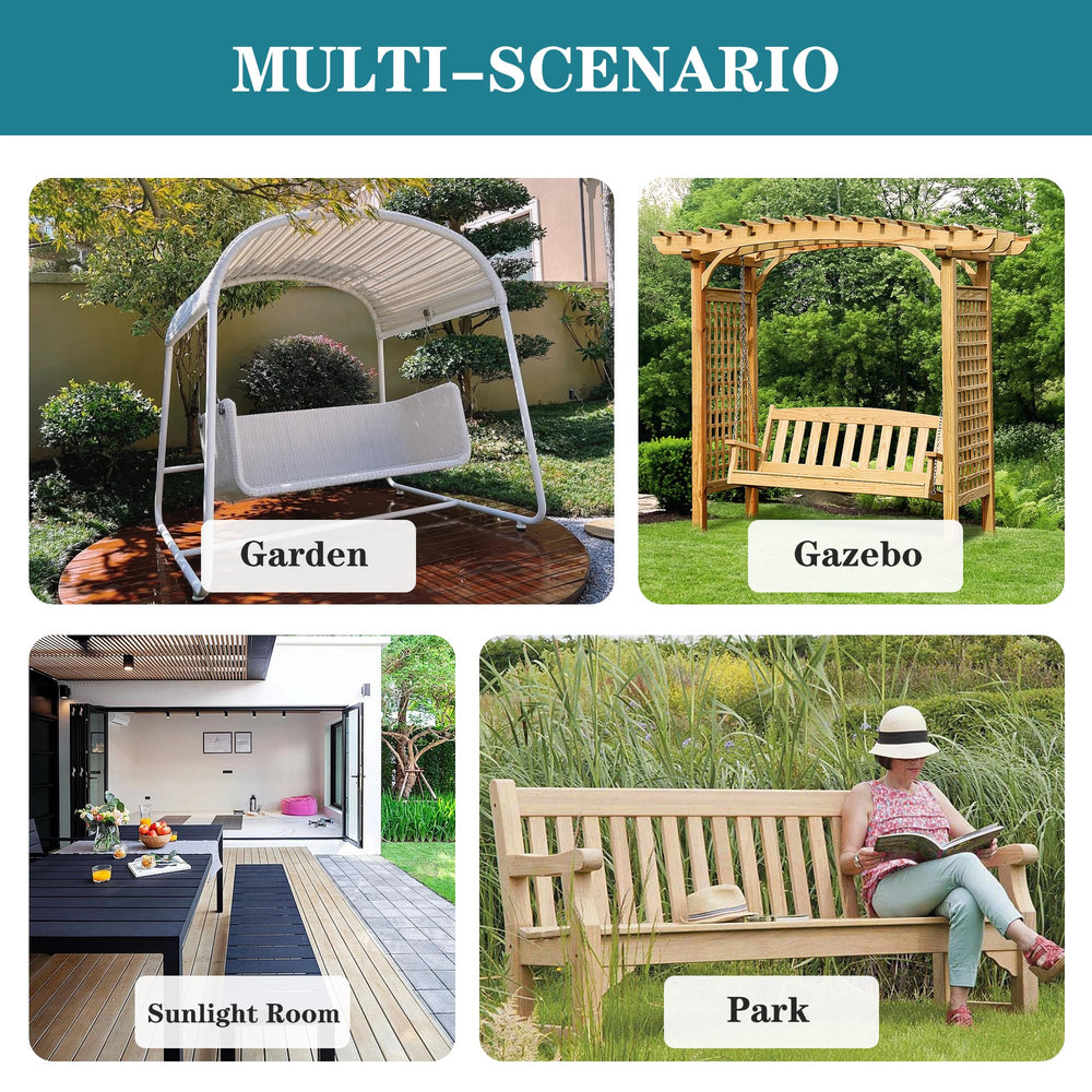Comcaver 48x18x3 cushion on bench showing correct fit and size reference
