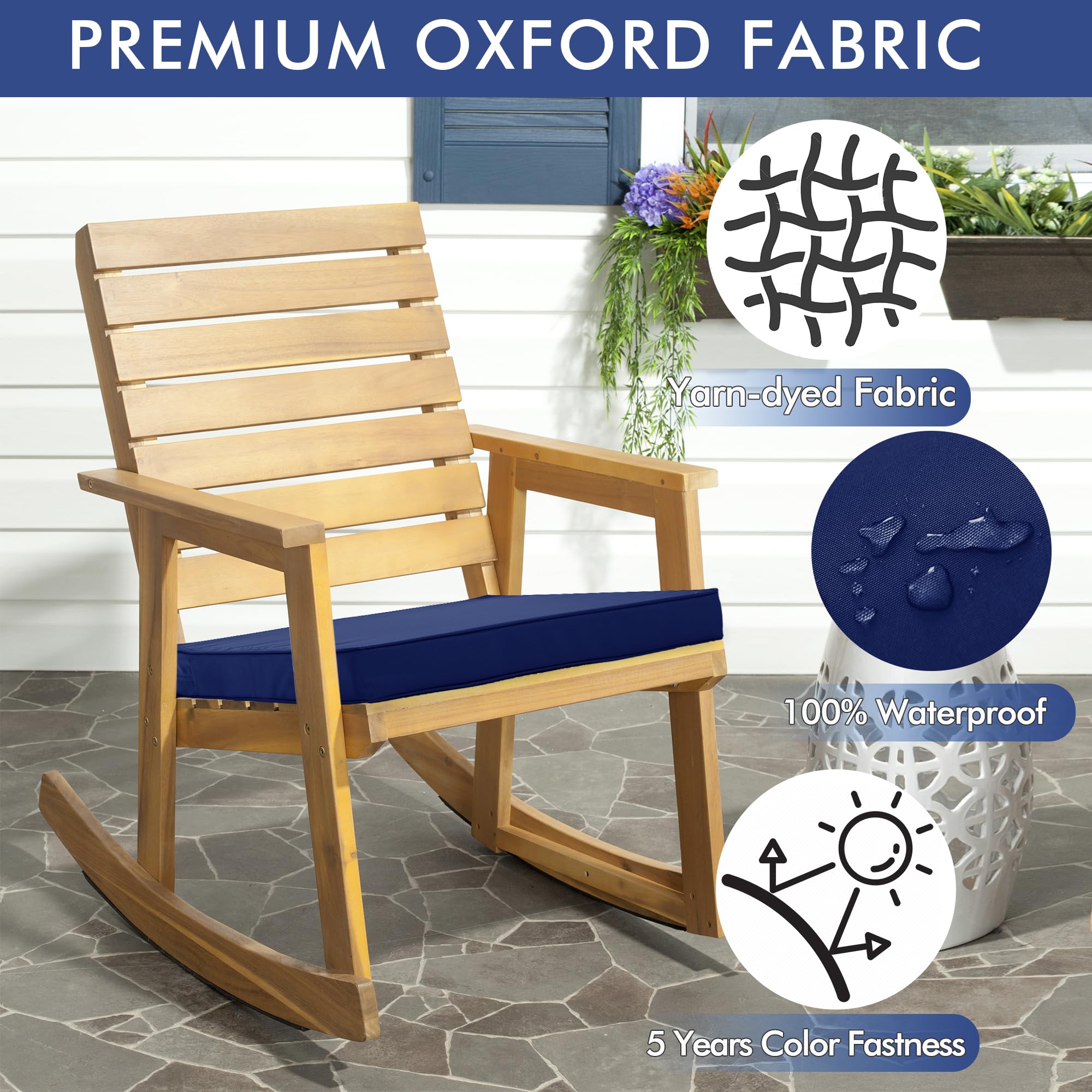 Comcaver cushion on dining chair for scale — correct 19x19x3 inch fit