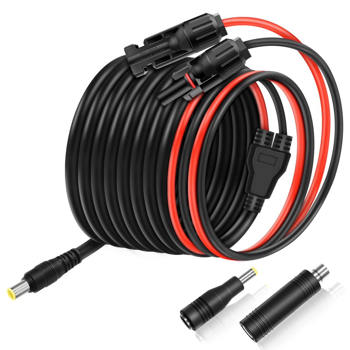 COMeap front MC‑4 to DC connector showing safe plug and quick connection benefit