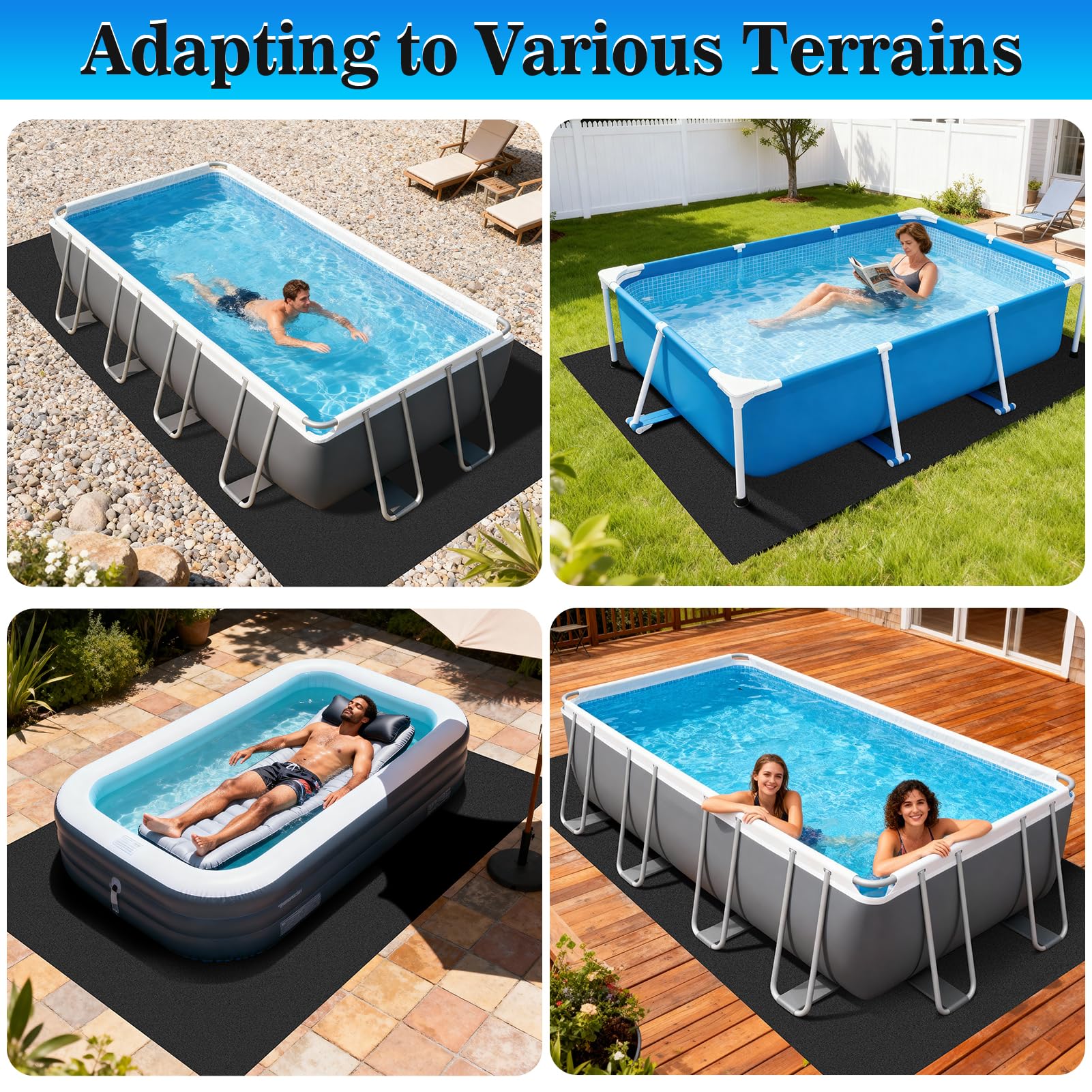 ComfyKit pad in garden lifestyle scene protecting pool base and equipment