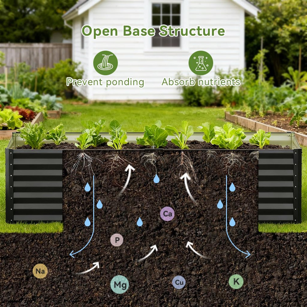 COMHOMA assembled raised bed in a backyard demonstrating roomy planting area and curb appeal