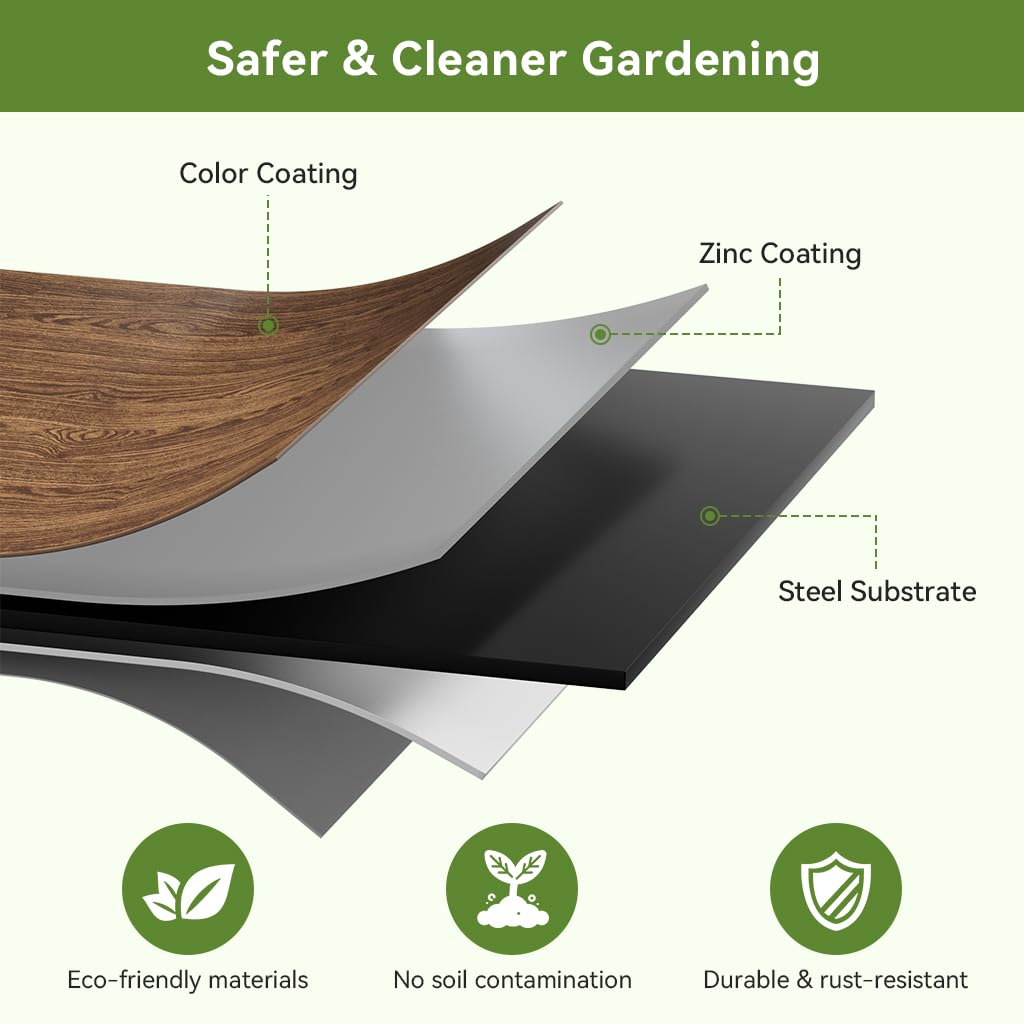 COMHOMA powder-coated brown finish close-up showing fade-resistant aesthetic benefit