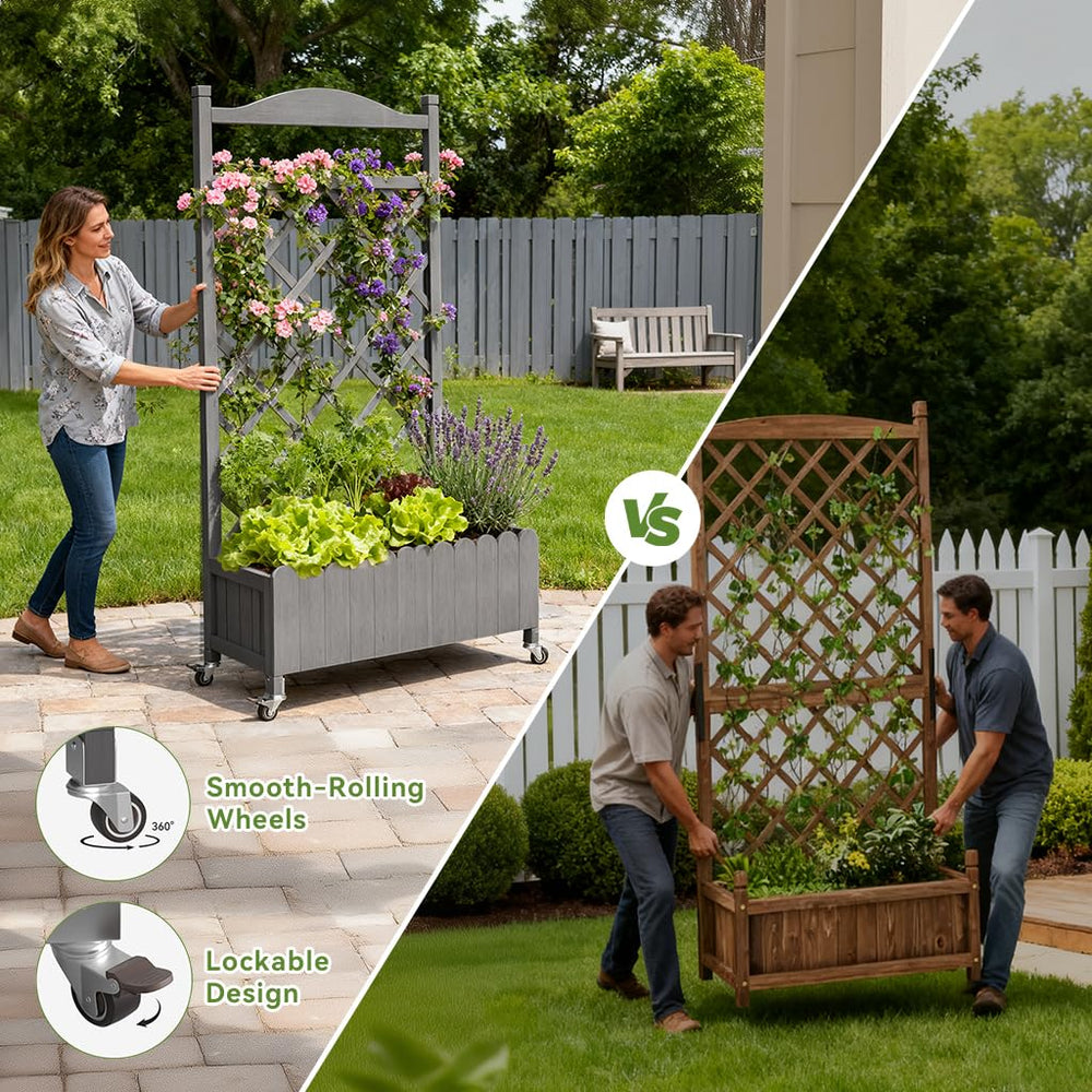 COMHOMA deep planter box interior with visible drainage holes preventing pooling