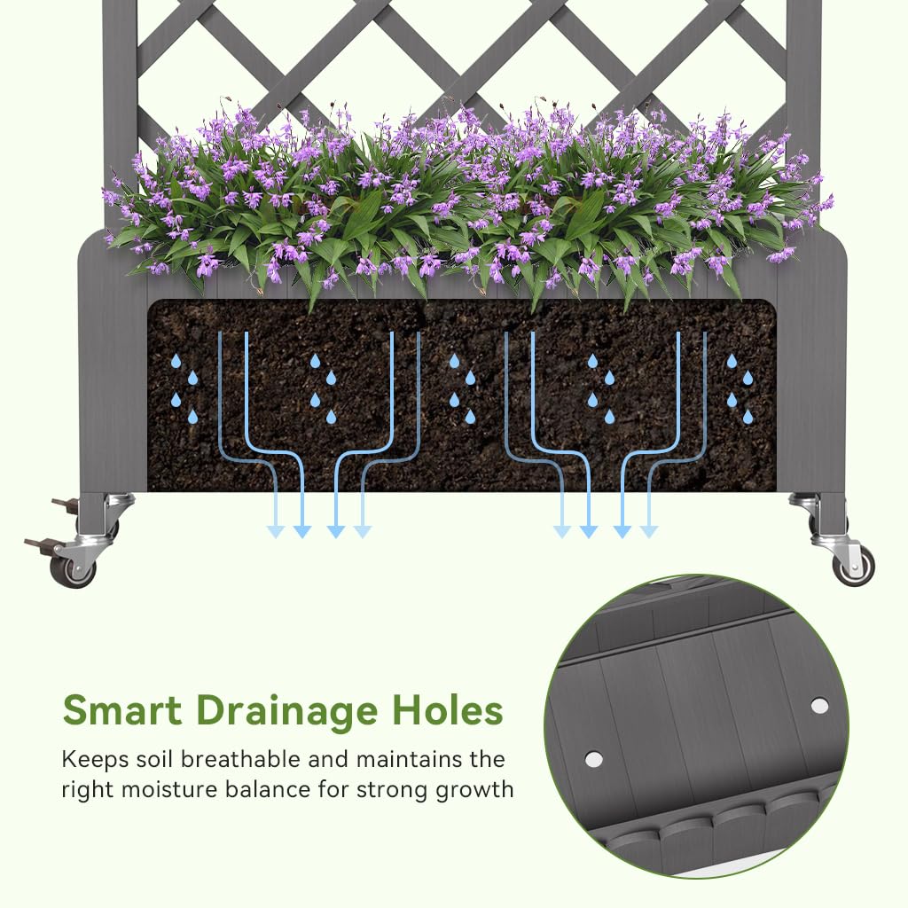COMHOMA two planters joined as a patio privacy screen creating green divider