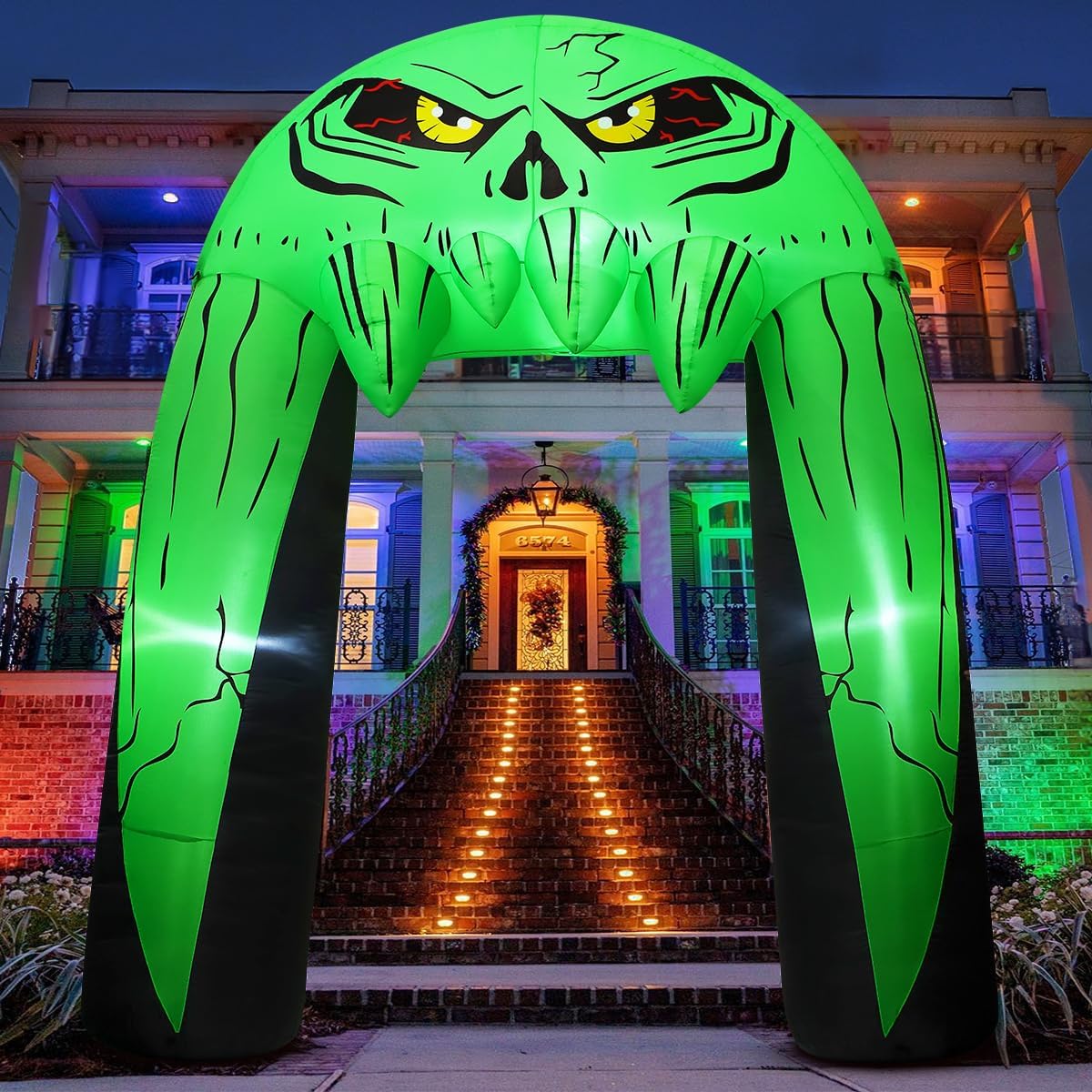 COMIN front view archway creating dramatic Halloween entrance and curb appeal