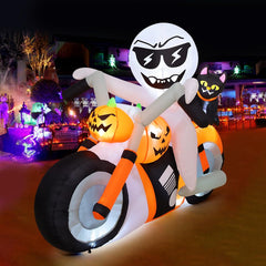 COMIN front view showing ghost, cat, and motorcycle with bright LEDs for curb appeal