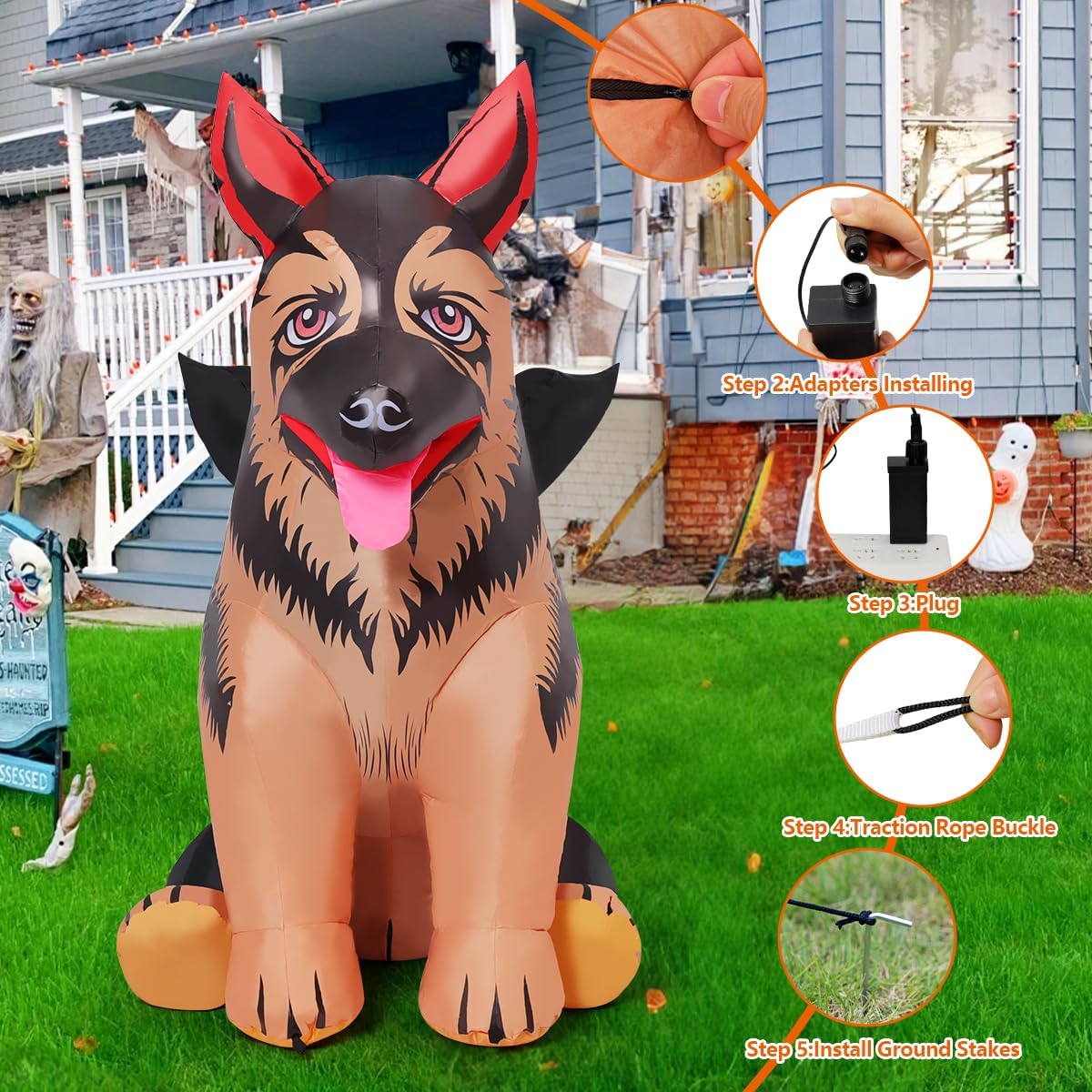 COMIN German Shepherd folded in storage bag for compact off-season packing and protection