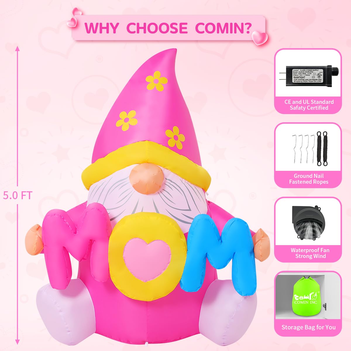 COMIN lifestyle porch display of gnome creating festive Mother's Day curb appeal