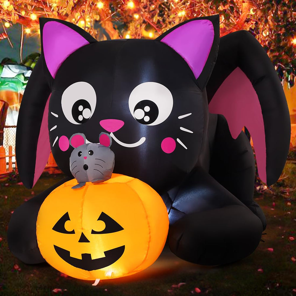 COMIN inflatable cat lit at night adding warm festive illumination