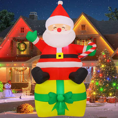COMIN front view of 7 ft Santa inflatable showing festive curb appeal