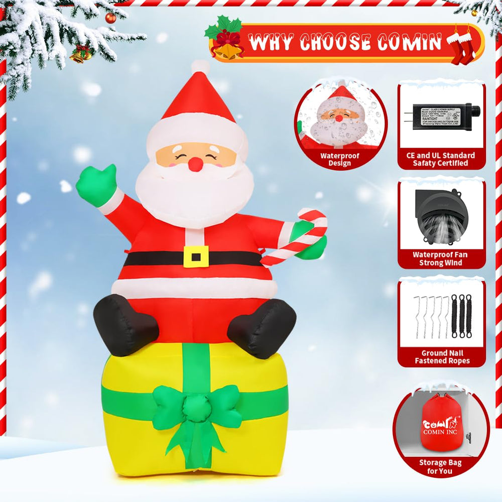 COMIN inflatable next to front door showing 7 ft height and scale