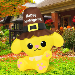 COMIN front view of inflatable dog showing festive pose and vivid detail