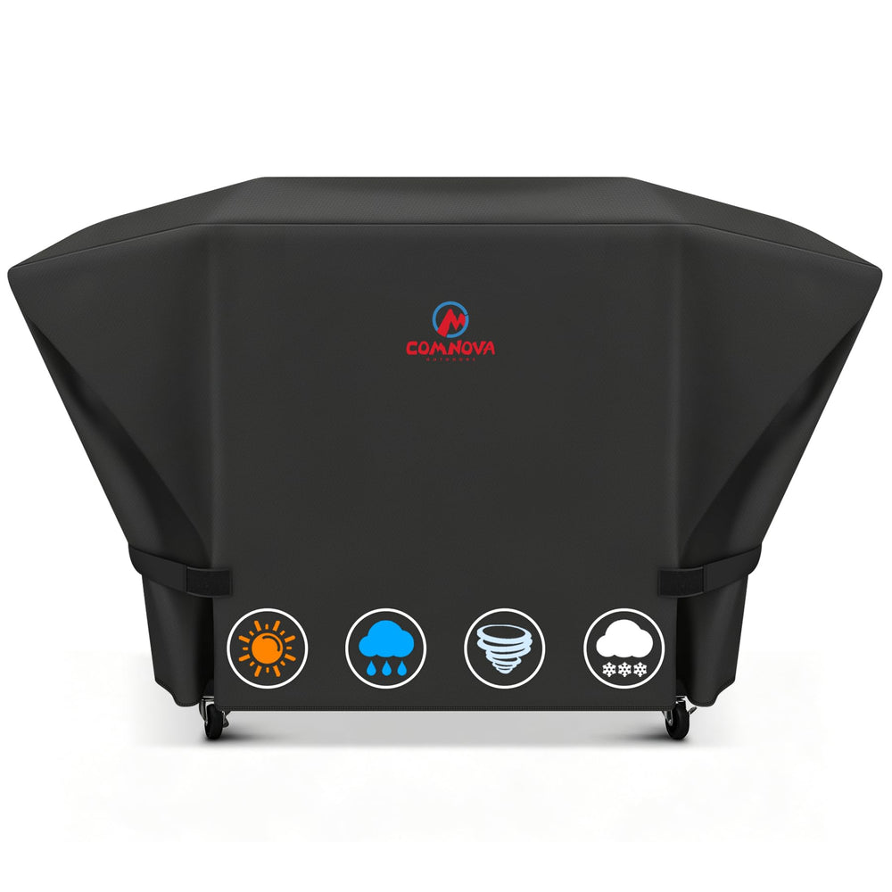 M COMNOVA OUTDOORS front view of griddle cover protecting Camp Chef grill