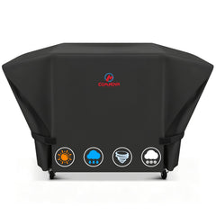 M COMNOVA OUTDOORS front view of griddle cover protecting Camp Chef grill