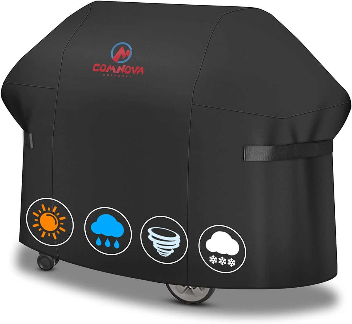 M COMNOVA OUTDOORS front view of 55 inch cover protecting grill