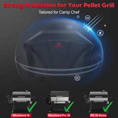 M COMNOVA OUTDOORS cover installed on grill showing correct size and fit