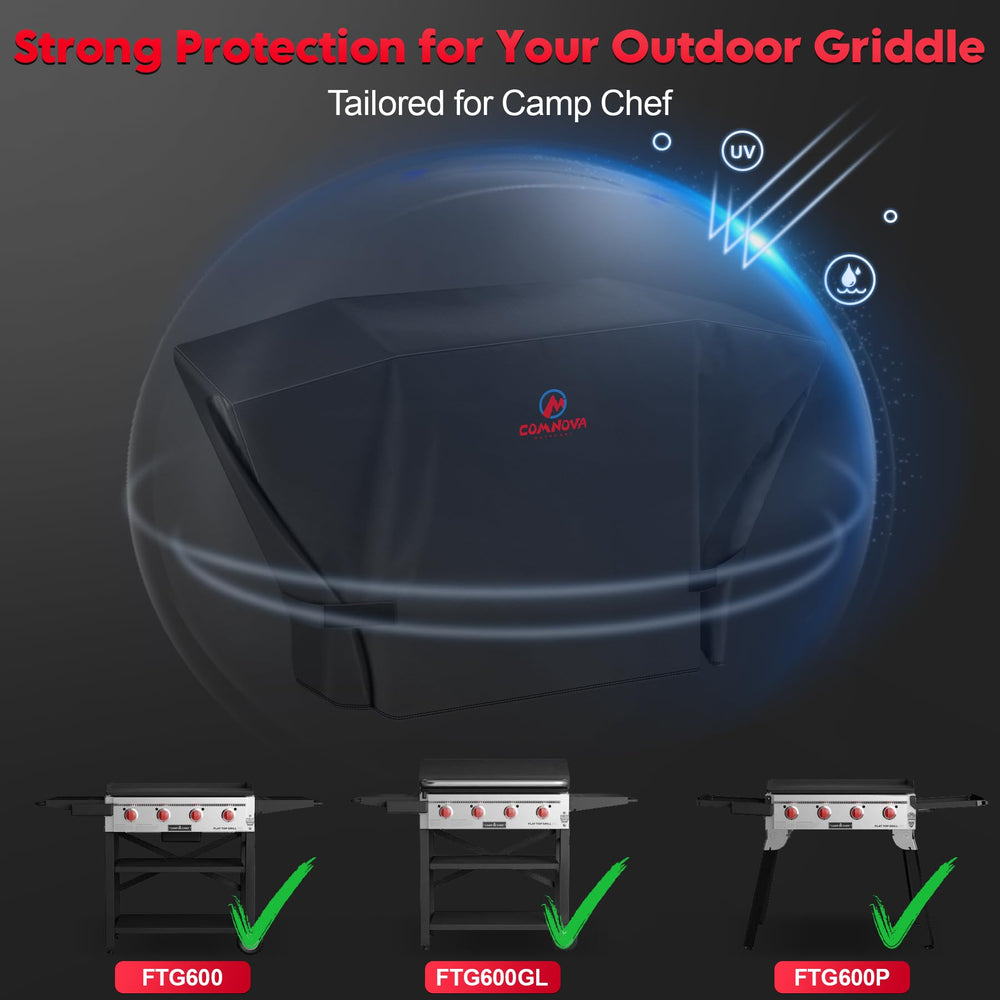 M COMNOVA OUTDOORS side profile on Camp Chef shows tailored dimensions and coverage