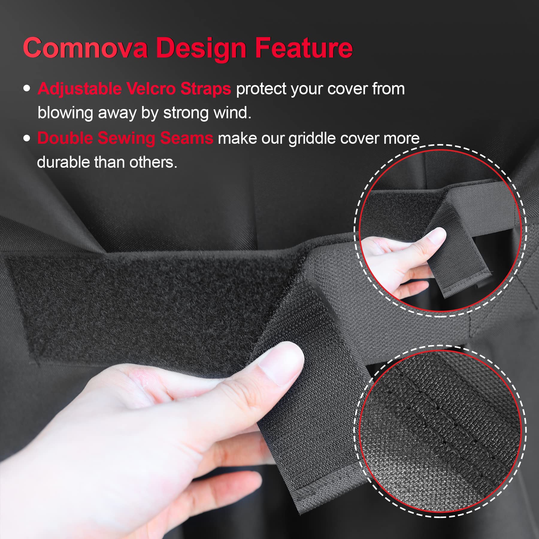 M COMNOVA OUTDOORS measuring tape and cover showing correct sizing