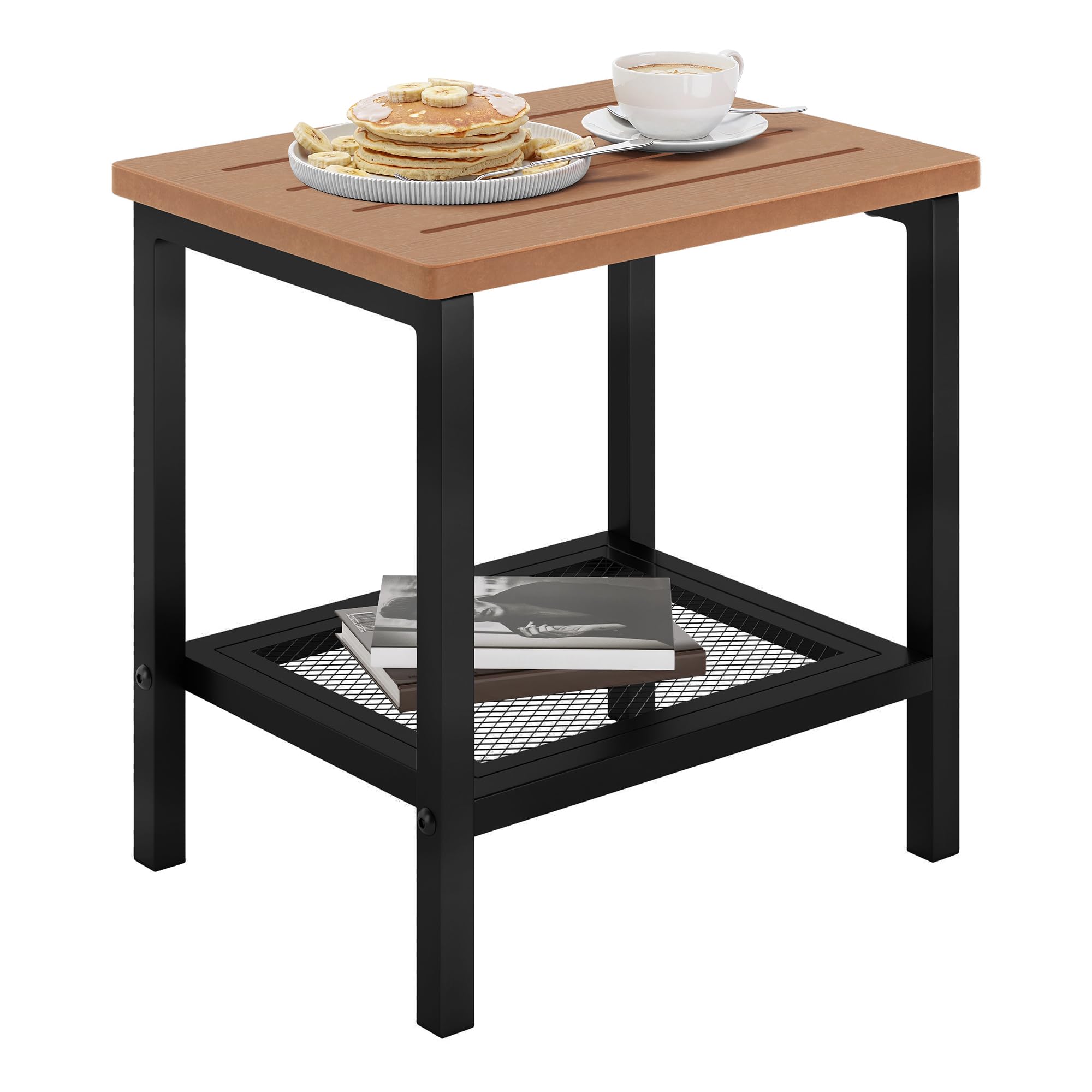 Compsia front view of outdoor side table showing compact silhouette and finish benefits