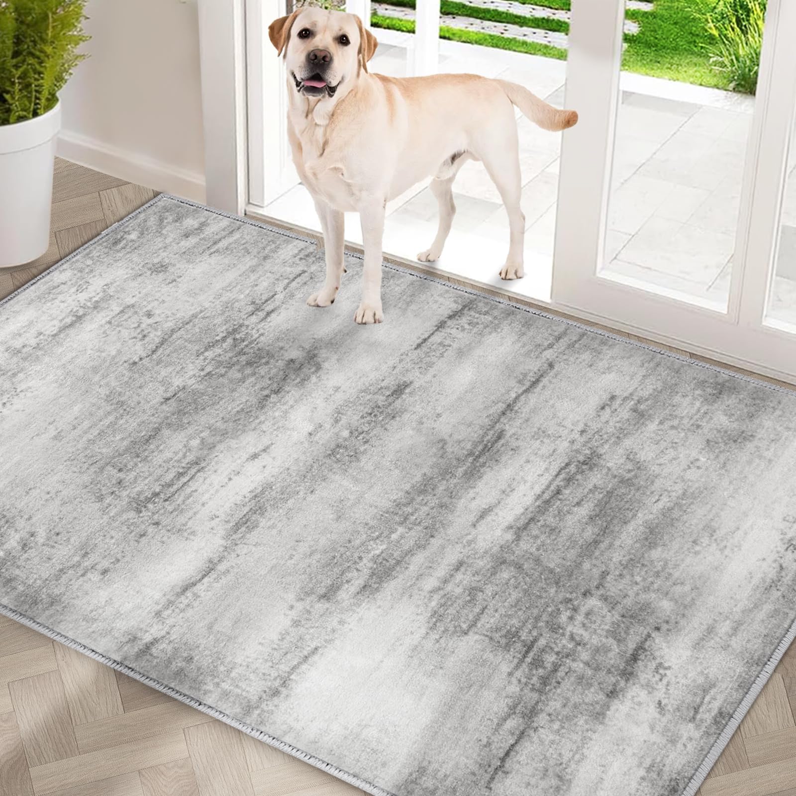 COMSLE front view full mat showing size and modern gray design for tidy entrances