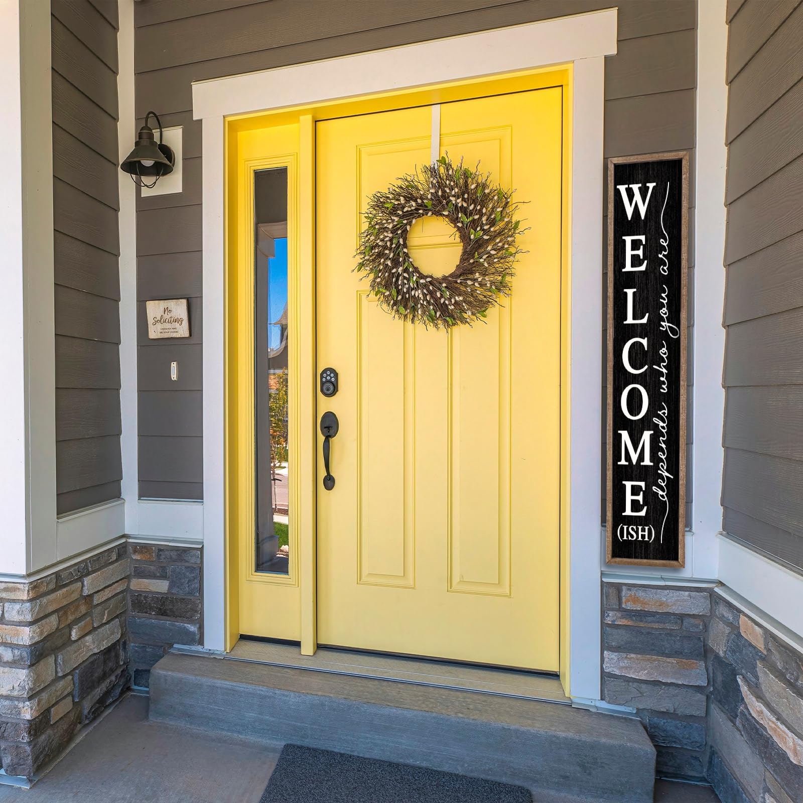 comurdyo Welcome-ish next to a front door to show height scale and visual presence