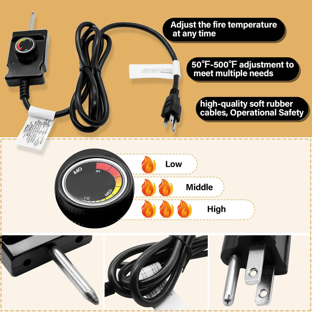 COMVIEE adjustable thermostat controller and heavy rubber cord for safer handling