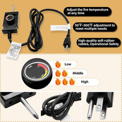 COMVIEE adjustable thermostat controller and heavy rubber cord for safer handling