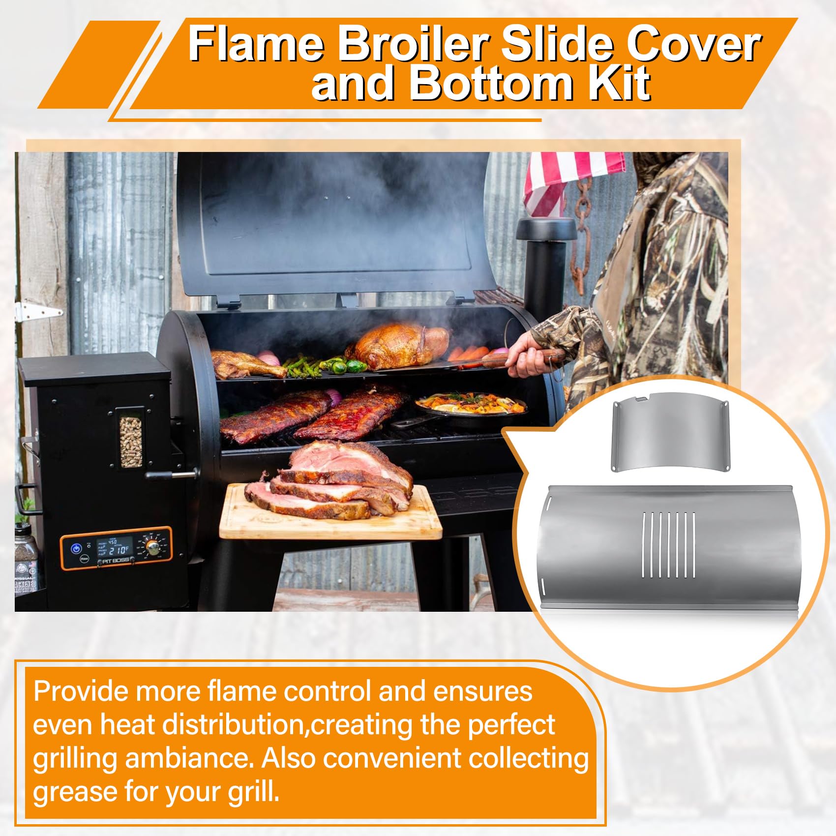COMVIEE flame broiler in use on grill showing better searing results