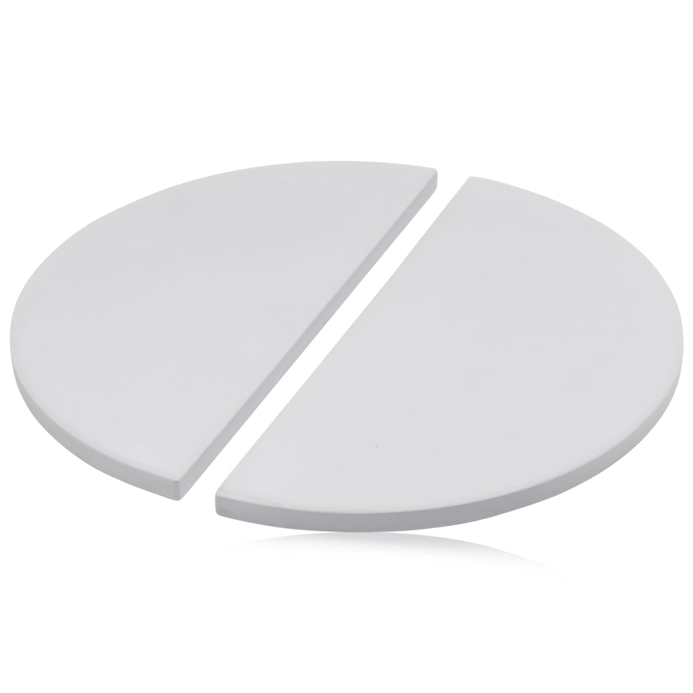 COMVIEE half-moon plates front view showing fit and durable finish benefit even heat