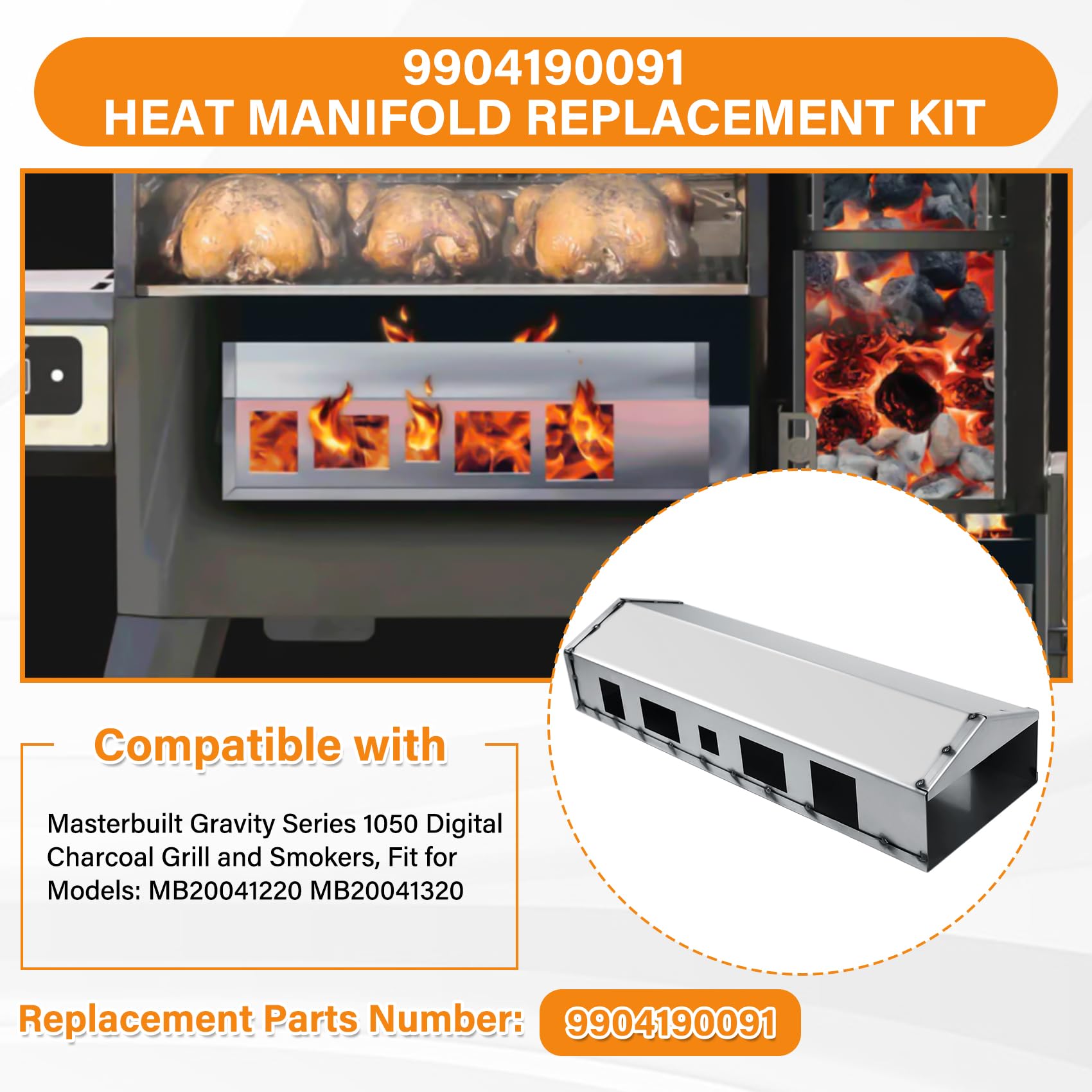 COMVIEE manifold installed in Masterbuilt grill demonstrating restored even heat