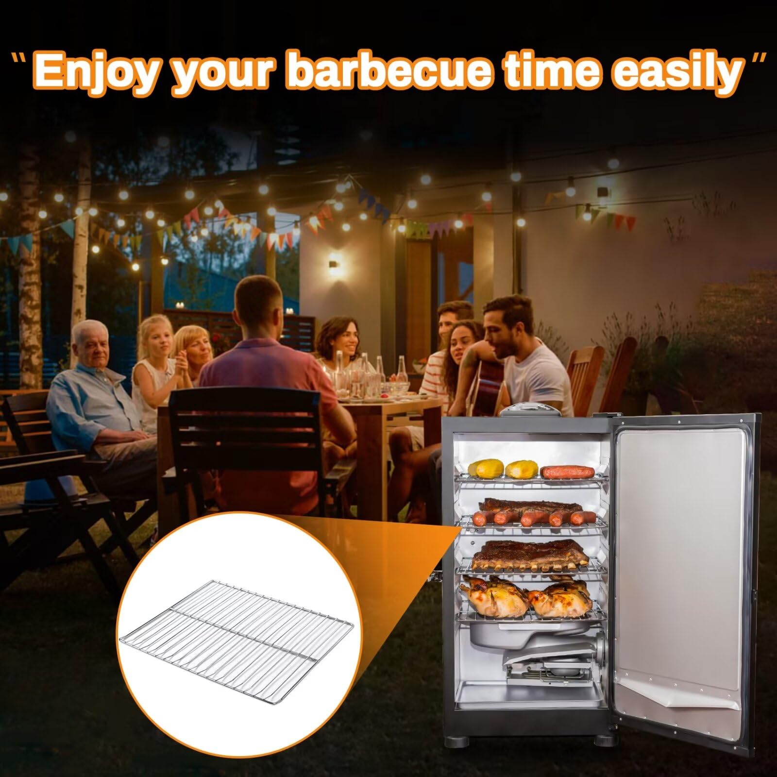 COMVIEE lifestyle shot with smoker cooking showing reliable grilling performance