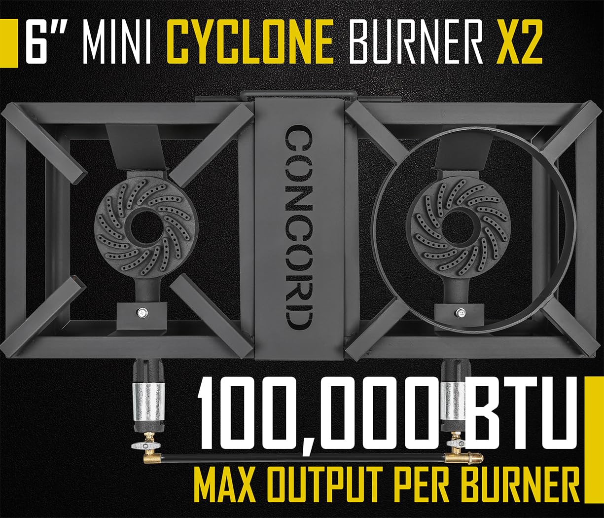 Concord Block Burner Max cast iron burner detail showing durable flame distribution