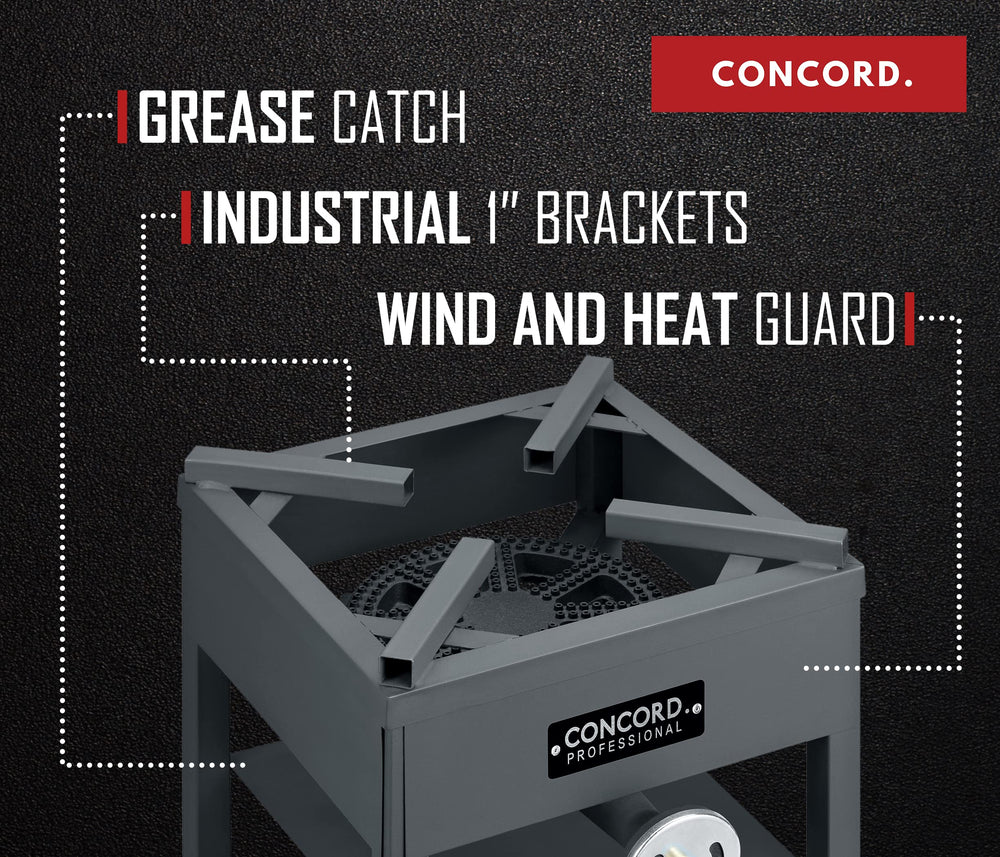 Concord cast-iron burner head top view highlighting even heat distribution