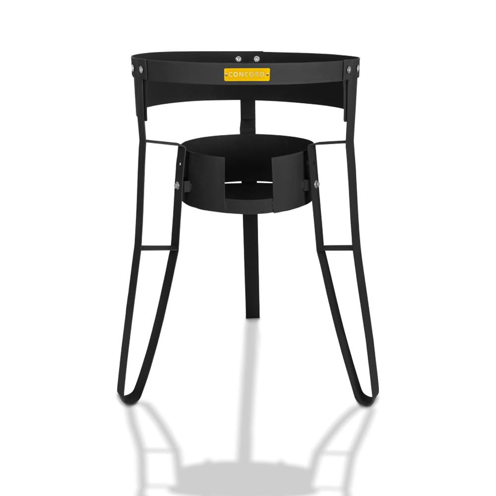 Concord comal stand front view showing sturdy frame and stable base benefit: reliable support