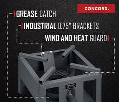 Concord cyclone cast-iron burner head detail delivering concentrated high BTU heat for searing