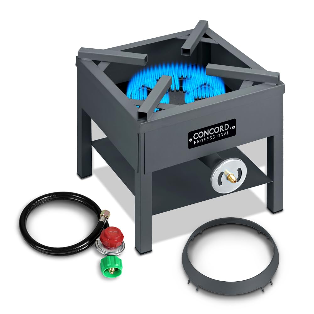 Concord front view showing burner and stand for stable outdoor cooking