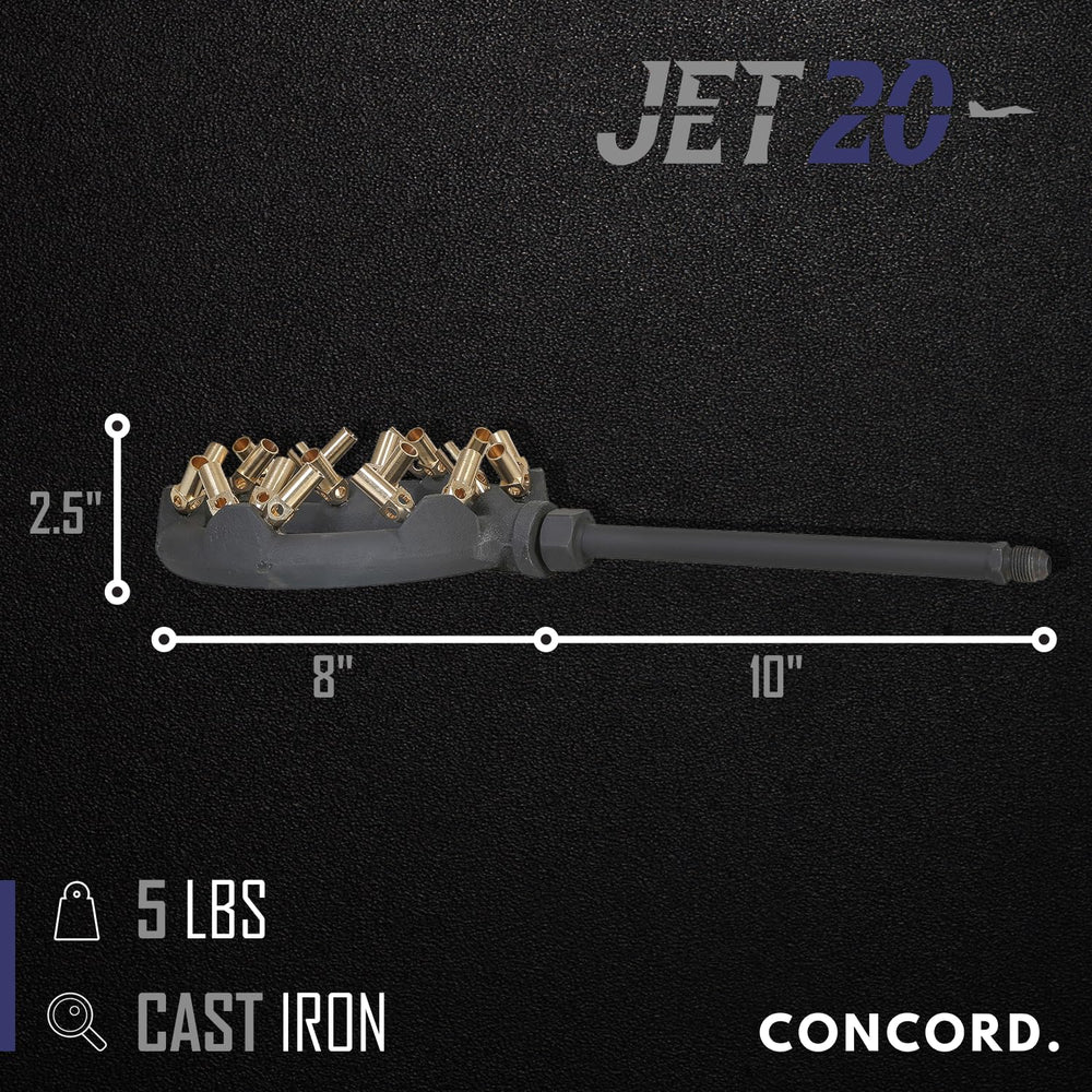 Concord JET-20 side profile highlighting low-profile design and robust cast-iron body