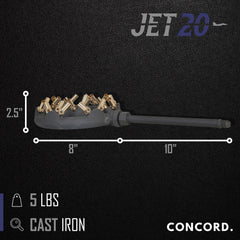 Concord JET-20 side profile highlighting low-profile design and robust cast-iron body