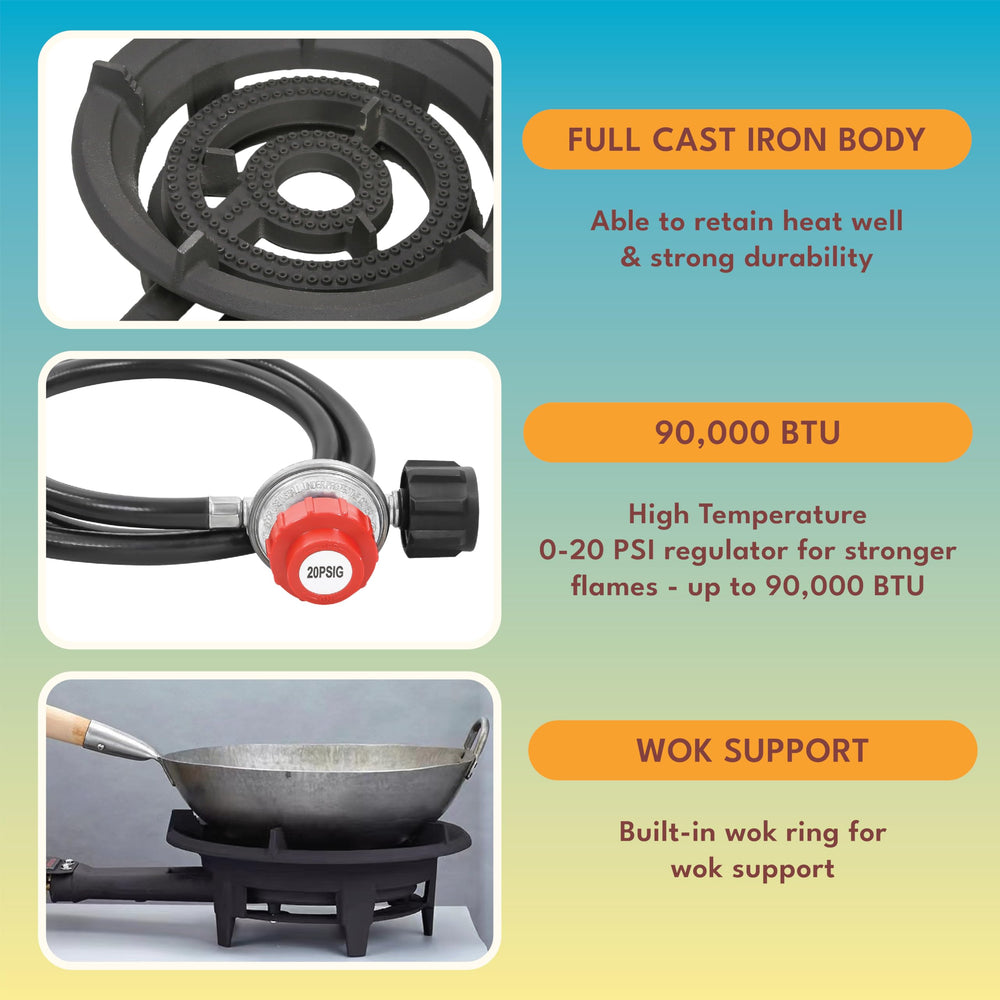 Concord Roadster Burner side control knobs highlighting dual-ring flame control for precise heat
