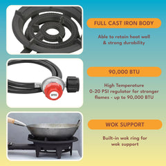 Concord Roadster Burner side control knobs highlighting dual-ring flame control for precise heat