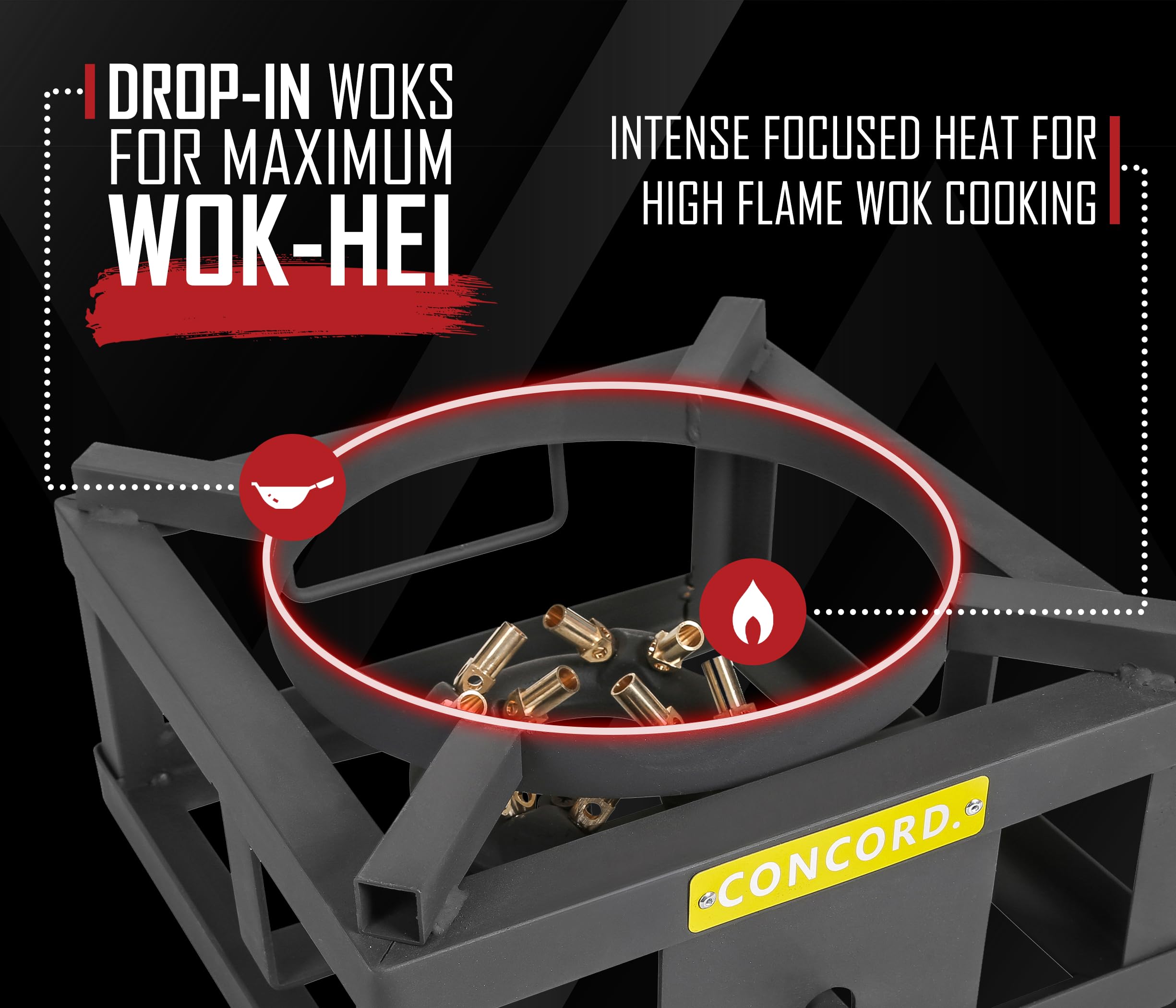 Concord Wok Block frame and carrying handle for easy transport and setup