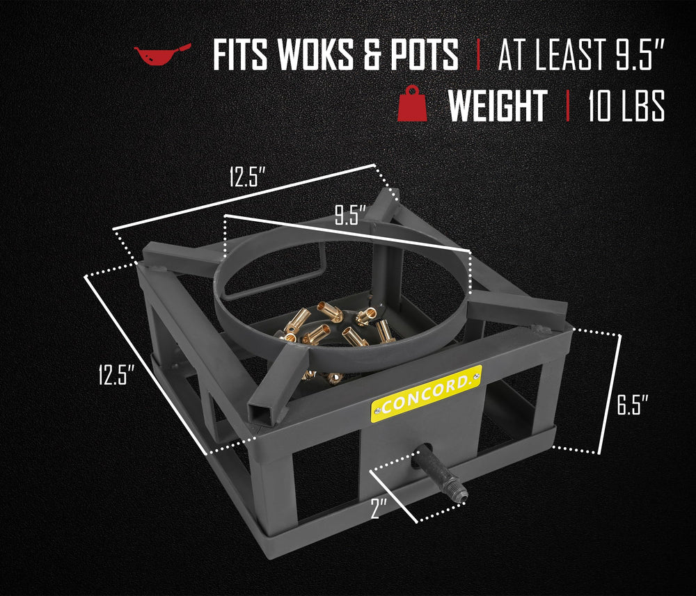 Concord Wok Block top view highlighting built-in wok ring and burner layout