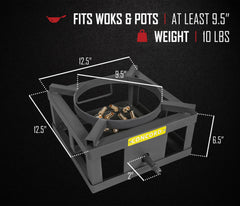 Concord Wok Block top view highlighting built-in wok ring and burner layout